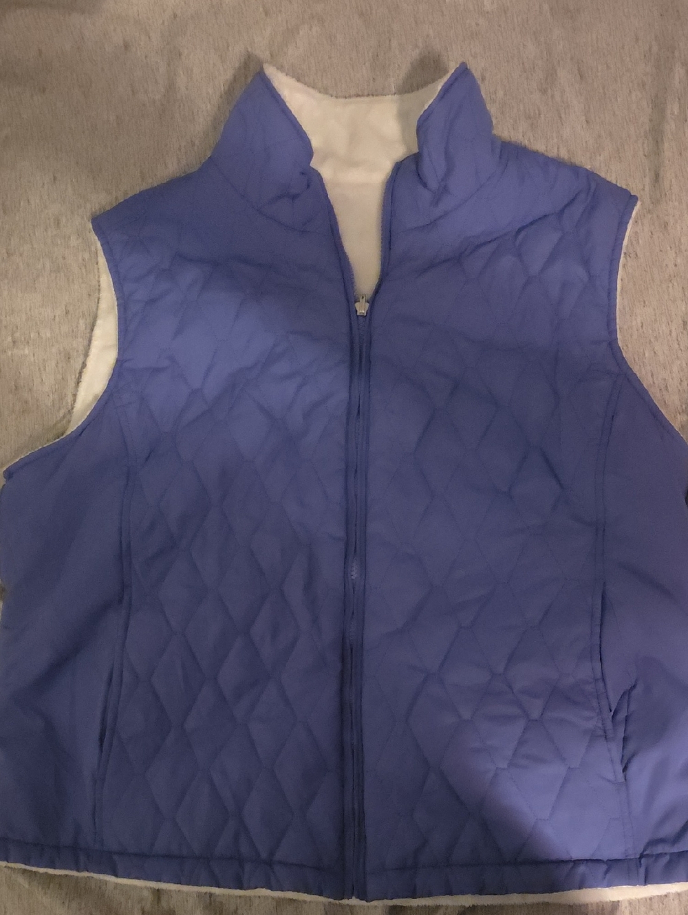 Free Country Reversible Quilted Vest in Blue and Cream